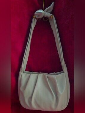 Banana Republic Light Tan Pleated Faux Leather with Tie Shoulder Strap Bag